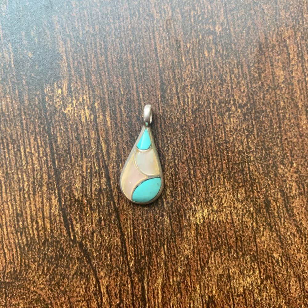 Zuni Signed Turquoise Pendant